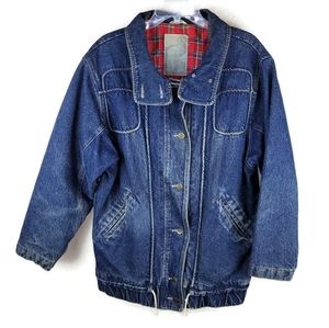 Jeremiah‎ Whipp Mens Denim Jacket S Vintage Flannel Lined Pockets Drawstring